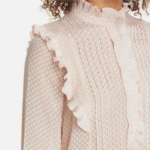 Reiss Taylor Ruffled Pale Pink Blouse Silk Viscose US 0 UK 4 Excellent condition